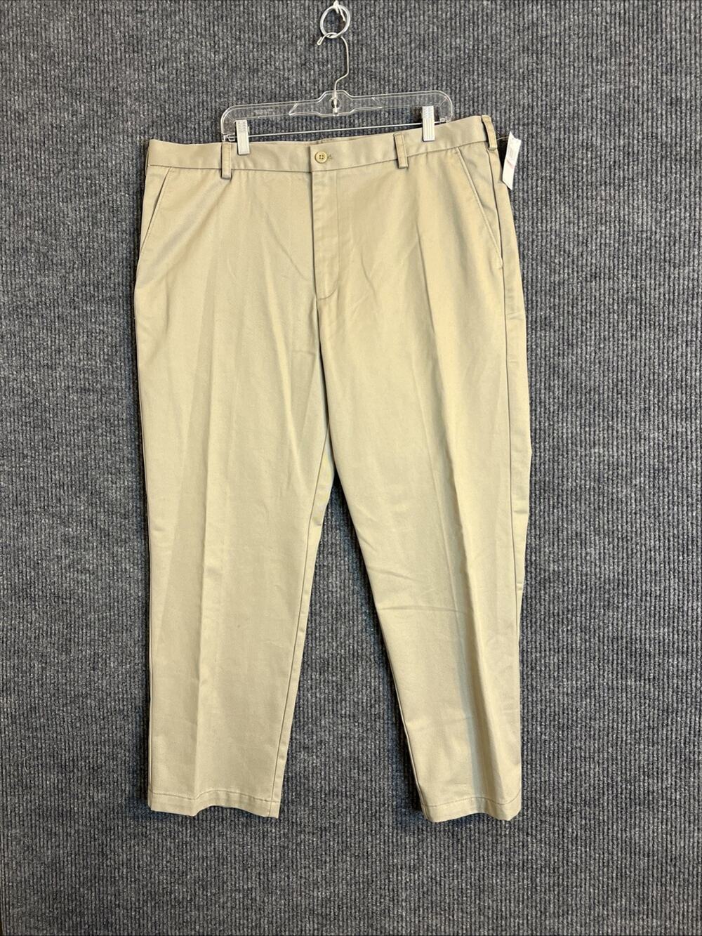Izod Mens American Chino Pants Size 40 Tan Non Iron Straight Leg Flat Front New